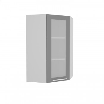 Гарда ВПУС 550 шкаф верхний угловой со стеклом высокий (Серый Эмалит/корпус Серый) в Дивногорске - divnogorsk.mebel54.com | фото