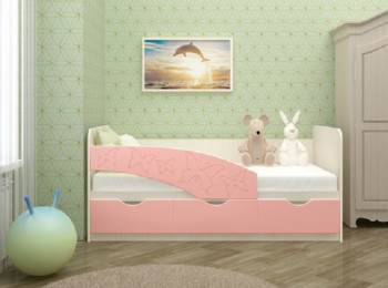 Кровать Бабочки 1,6м (Розовый металлик) в Дивногорске - divnogorsk.mebel54.com | фото