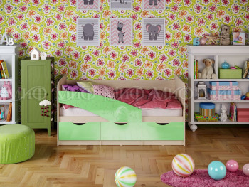 Кровать Бабочки 1,6м (Салатовый металлик) в Дивногорске - divnogorsk.mebel54.com | фото