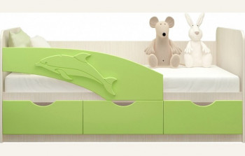 Кровать детская 1,6м Дельфин (Салатовый металлик) в Дивногорске - divnogorsk.mebel54.com | фото