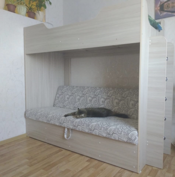 Кровать двухъярусная с диваном (Беленый дуб) в Дивногорске - divnogorsk.mebel54.com | фото