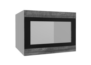 Лофт ВПГСФ 600 шкаф верхний горизонтальный со стеклом высокий с фотопечатью (Дуб бурый/корпус Серый) в Дивногорске - divnogorsk.mebel54.com | фото