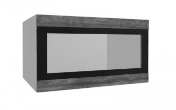 Лофт ВПГСФ 800 шкаф верхний горизонтальный со стеклом высокий с фотопечатью (Дуб бурый/корпус Серый) в Дивногорске - divnogorsk.mebel54.com | фото