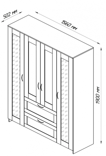 Шкаф четырехдверный Сириус с 1 зеркалом и 2 ящиками белый в Дивногорске - divnogorsk.mebel54.com | фото